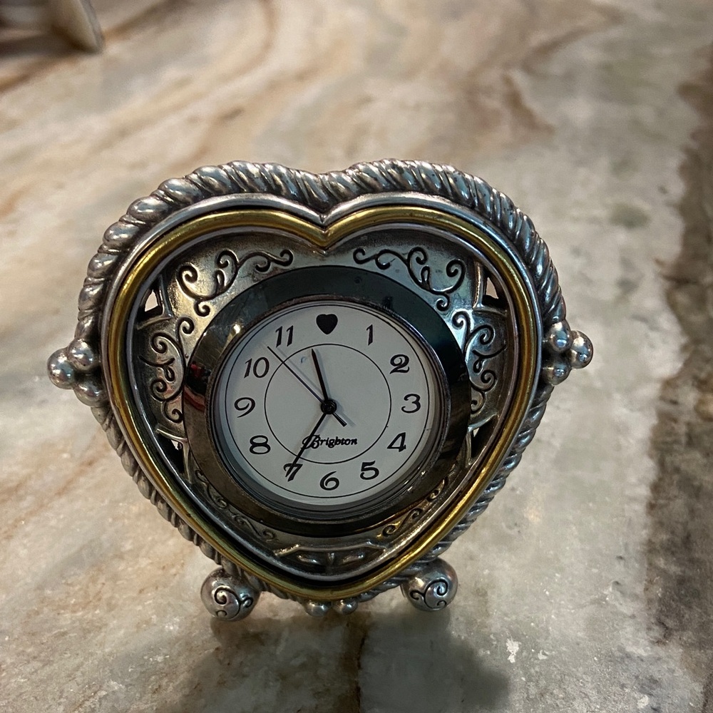 Brighton Heartbeat In Time Silver and Gold Heart Clock